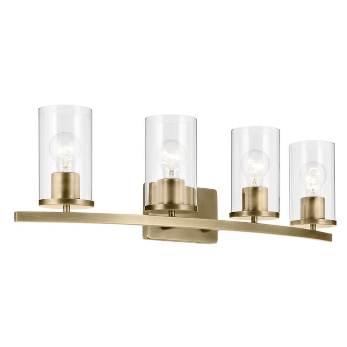 Kichler Crosby 4 Light Linear 8.75" Vanity Light, Brass/Clear