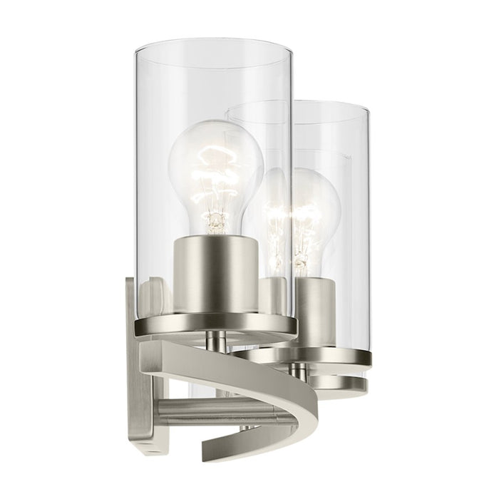Kichler Crosby 31in 4-Light Vanity Light | Brushed Nickel Steel & Clear Glass | Bathroom & Powder Room Lighting | 100W per Bulb, 4-Bulb | Model 45498NICLR