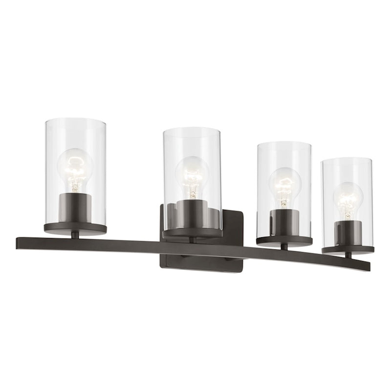 Kichler Crosby 4 Light Linear 8.75" Vanity Light, Olde Bronze/Clear