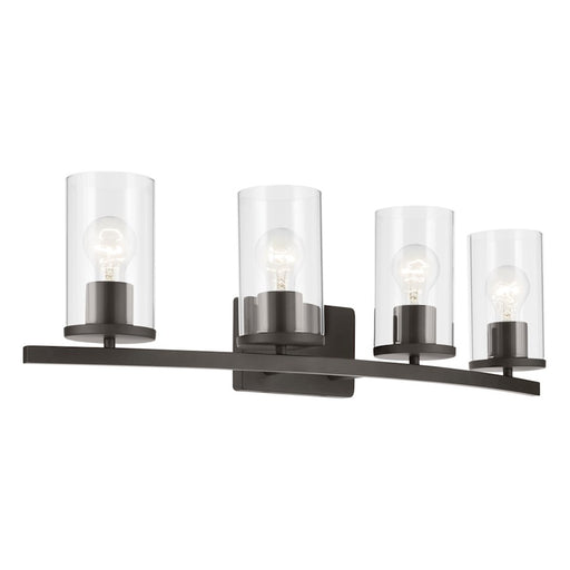 Kichler Crosby 4 Light Linear 8.75" Vanity Light, Olde Bronze/Clear