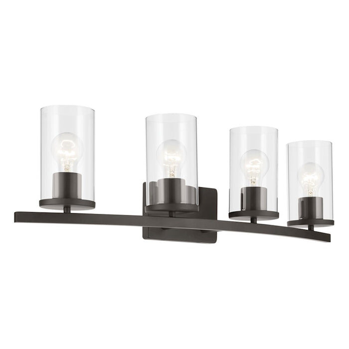 Kichler Crosby 4 Light Linear 8.75" Vanity Light, Olde Bronze/Clear