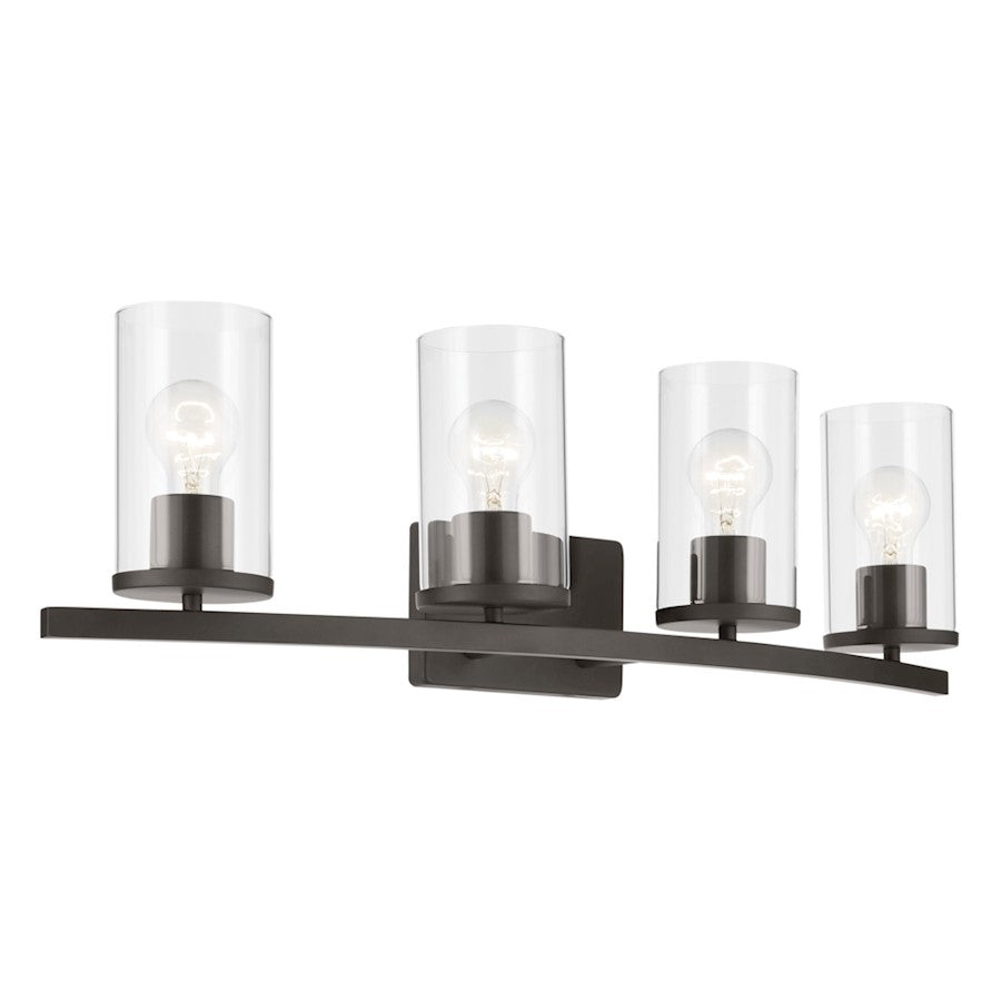 Kichler Crosby 4 Light Linear 8.75" Vanity Light, Olde Bronze/Clear