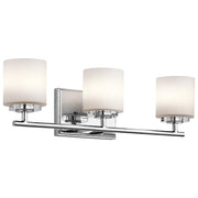 Kichler O'Hara 22in 3-Light Bathroom Vanity Light | Transitional Chrome and Satin Etched Cased Opal Glass | Bathroom Vanity & Powder | Model 45502CH
