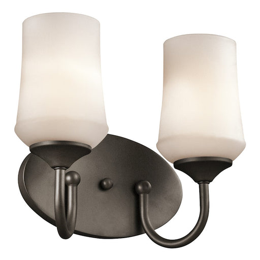 Kichler Aubrey 2-Light Bathroom Vanity Light | Transitional Olde Bronze and Satin Etched Opal Glass | Bathroom Vanities & Powder | Model 45569OZ