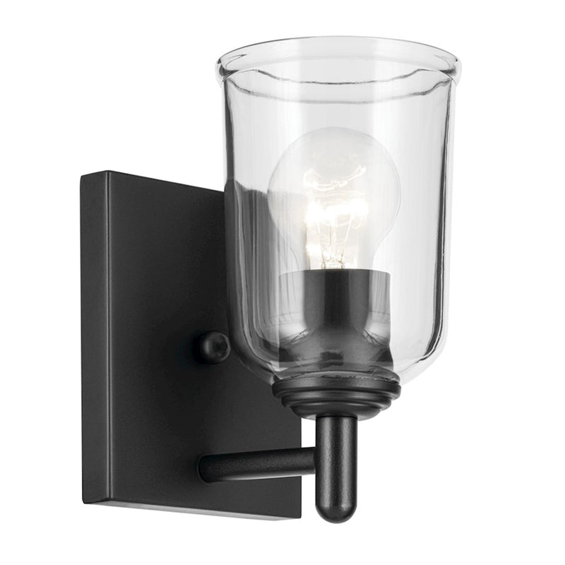 Kichler Shailene 1 Light Bell 8.25" Wall Sconce, Black/Clear