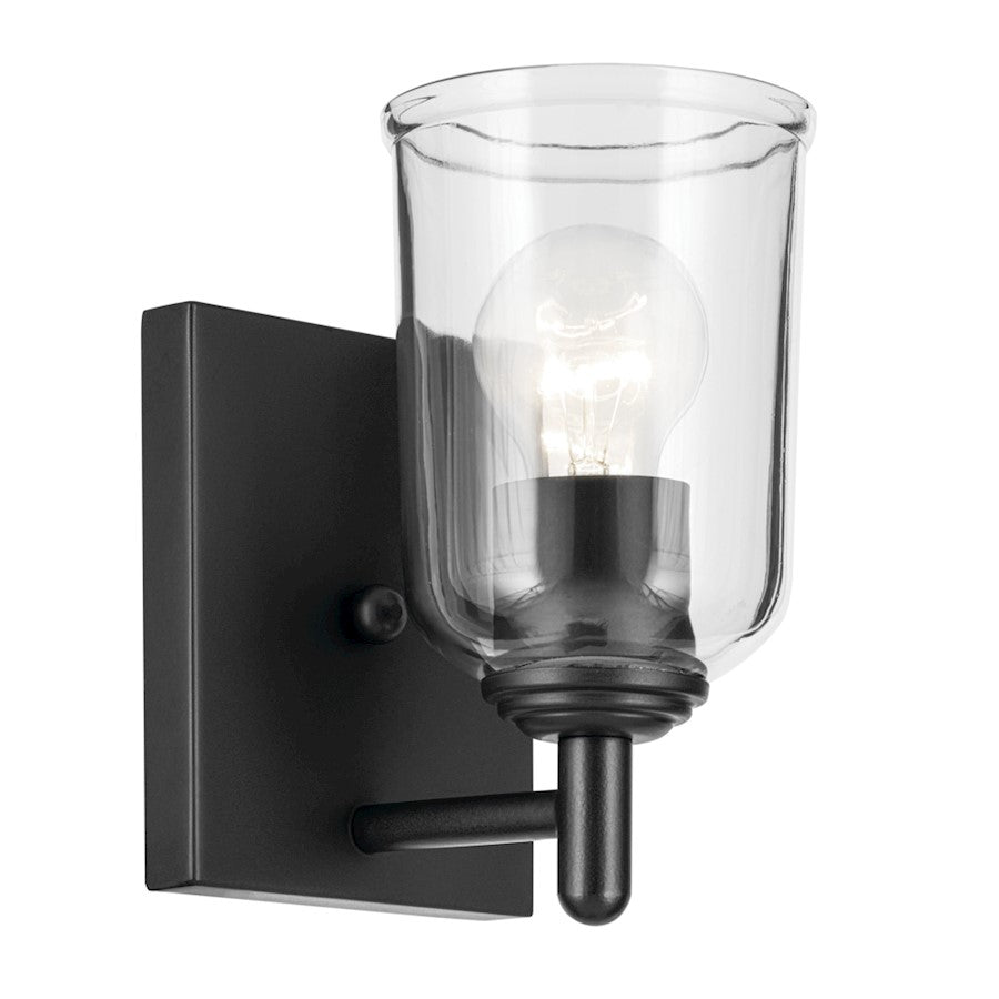Kichler Shailene 1 Light Bell 8.25" Wall Sconce, Black/Clear