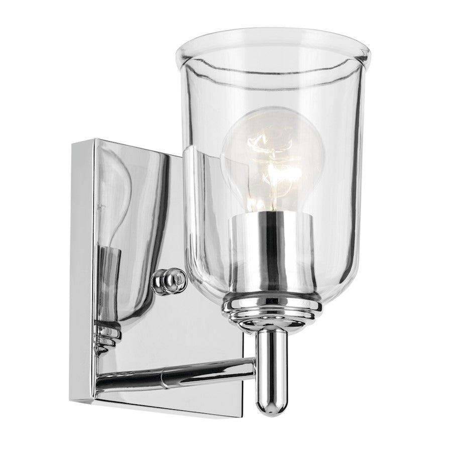 Kichler Shailene 1 Light Bell 8.25" Wall Sconce, Chrome/Clear