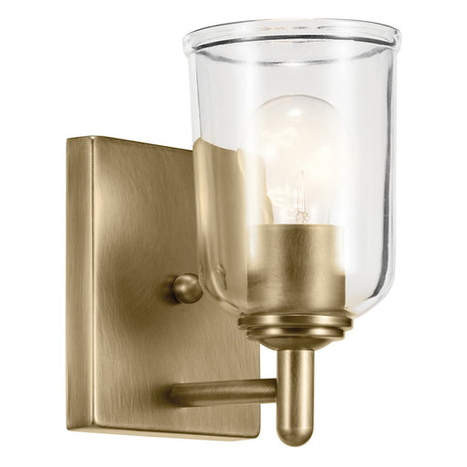 Kichler Shailene 1 Light Bell 8.25" Wall Sconce, Brass/Clear