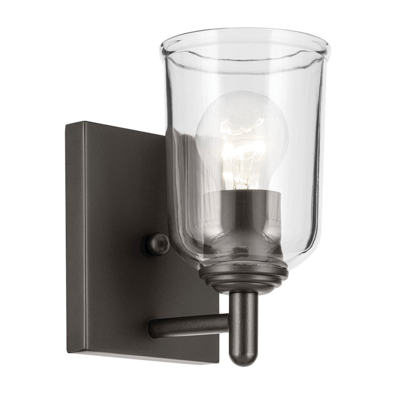 Kichler Shailene 1 Light Bell 8.25" Wall Sconce, Olde Bronze/Clear