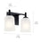 Kichler Shailene 12.5in 2-Light Vanity Light | Transitional Black & Satin Etched Glass | Bathroom Vanity & Powder Room Light | 2x 100W Max | Model 45573BK