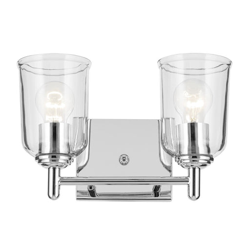 Kichler Shailene 12.5in Wide 2-Light Vanity Light | Traditional Chrome & Clear Glass | Bathroom Vanity & Powder Room | Dimmable | Model 45573CHCLR