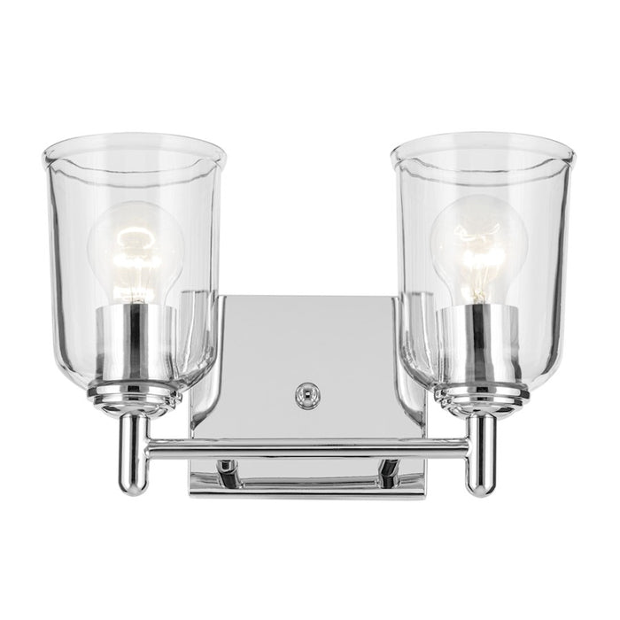 Kichler Shailene 12.5in Wide 2-Light Vanity Light | Traditional Chrome & Clear Glass | Bathroom Vanity & Powder Room | Dimmable | Model 45573CHCLR