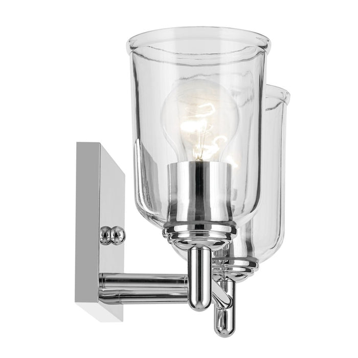 Kichler Shailene 12.5in Wide 2-Light Vanity Light | Traditional Chrome & Clear Glass | Bathroom Vanity & Powder Room | Dimmable | Model 45573CHCLR