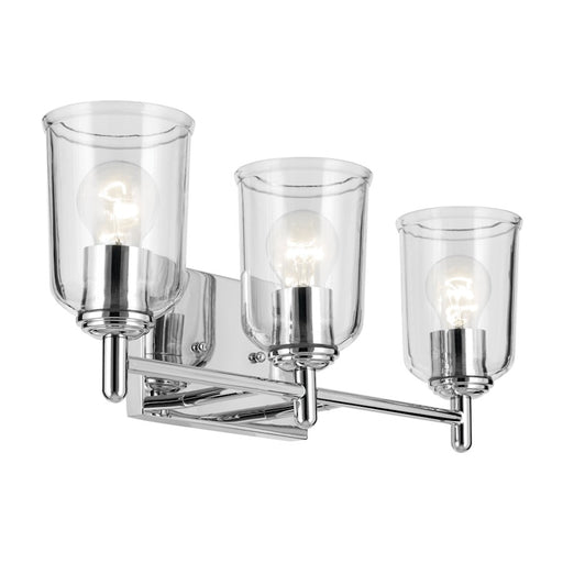 Kichler Shailene 21in Wide 3-Light Vanity Light | Traditional Chrome & Clear Glass | Bathroom Vanity Light | 300W Incandescent, E26 | Model 45574CHCLR