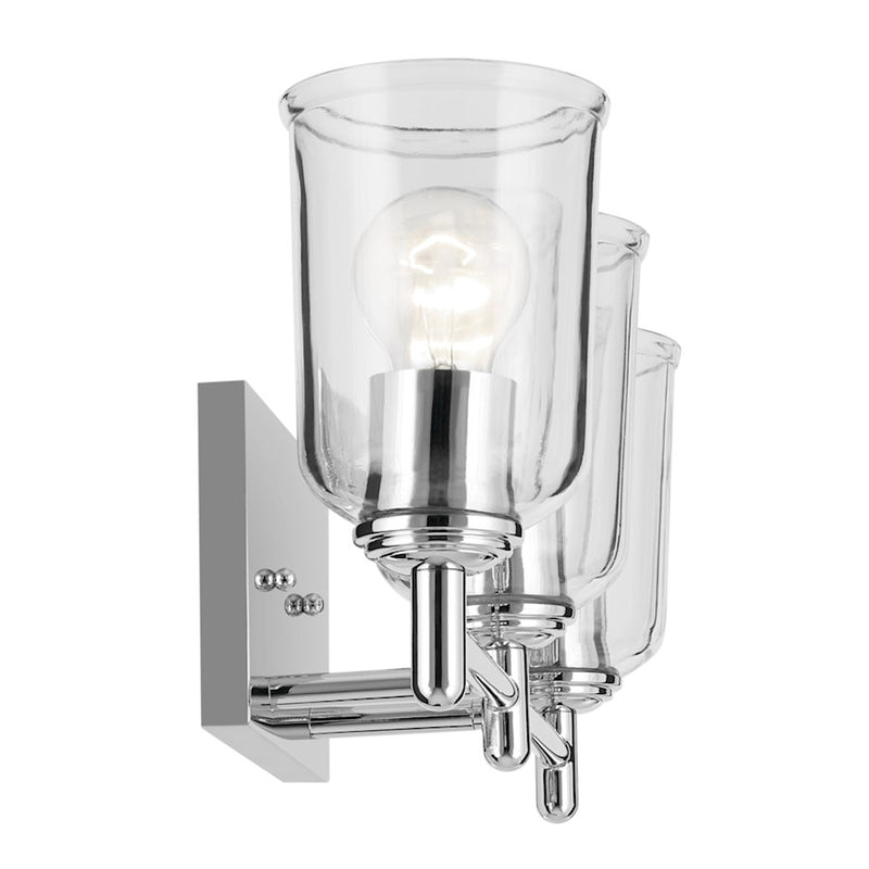 Kichler Shailene 21in Wide 3-Light Vanity Light | Traditional Chrome & Clear Glass | Bathroom Vanity Light | 300W Incandescent, E26 | Model 45574CHCLR