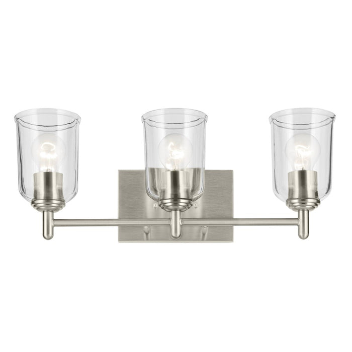 Kichler Shailene 3 Light Linear 8.25" Vanity Light, Nickel/Clear