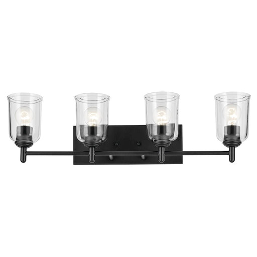 Kichler Shailene 4 Light Linear 8.25" Vanity Light, Black/Clear