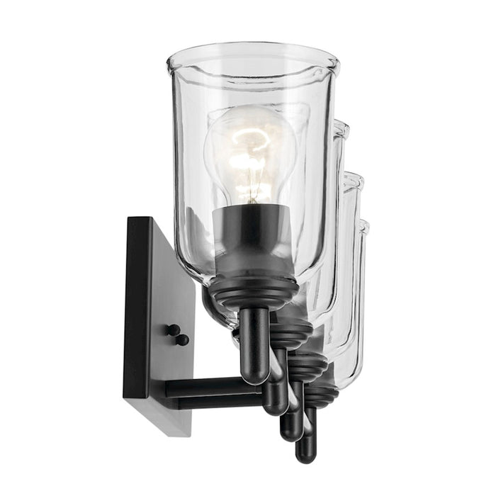 Kichler Shailene 30in 4-Light Linear Vanity Light | Traditional Black Steel & Clear Glass | Bathroom Above-Vanity Light | 100W x 4 | Model 45575BKCLR