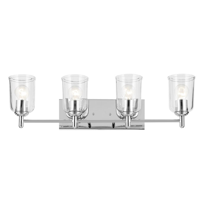 Kichler Shailene 29.75in 4-Light Vanity Light | Traditional Chrome & Clear Glass | Bathroom Vanity Lighting | 400W Incandescent | Model 45575CHCLR