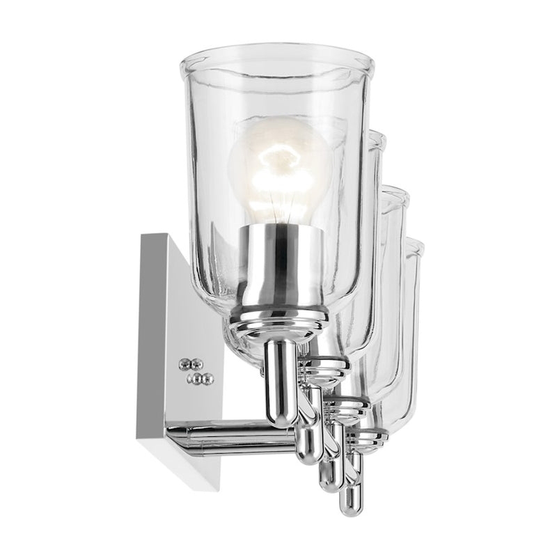 Kichler Shailene 29.75in 4-Light Vanity Light | Traditional Chrome & Clear Glass | Bathroom Vanity Lighting | 400W Incandescent | Model 45575CHCLR