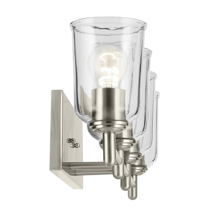 Kichler Shailene 4 Light Linear 8.25in Vanity Light | Traditional Brushed Nickel & Clear Glass | Bathroom & Powder Room Vanity Lighting | Model 45575NICLR