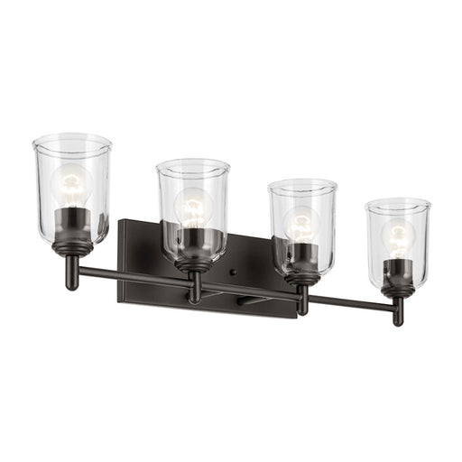 Kichler Shailene 4 Light Linear 8.25" Vanity Light, Bronze/Clear