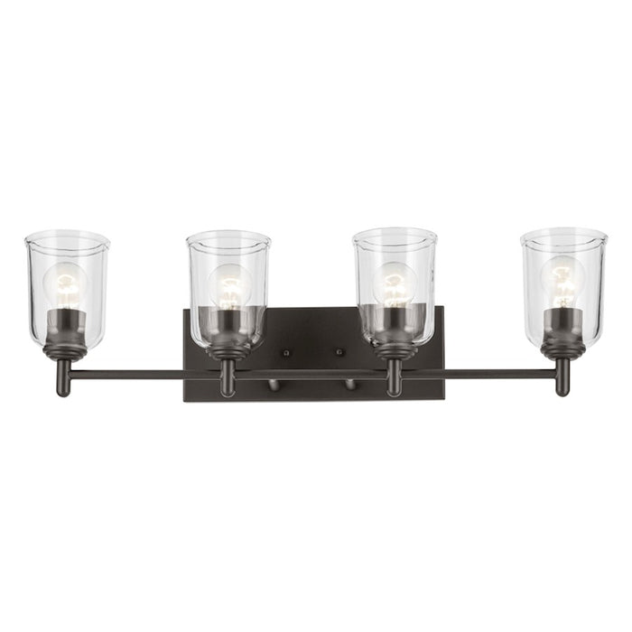 Kichler Shailene 30in Linear Vanity Light | Traditional Olde Bronze & Clear Glass | Bathroom & Powder Room | 4-Light Incandescent | Model 45575OZCLR