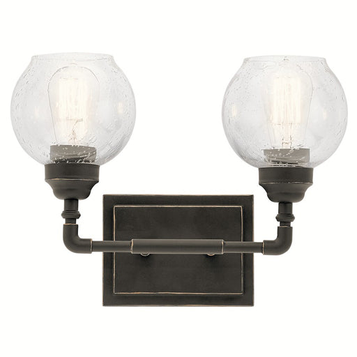 Kichler Niles 15in 2-Light Vanity Light | Transitional Olde Bronze and Clear Seeded Glass | Bathroom & Powder Room | 15 x 11 in | Model 45591OZ