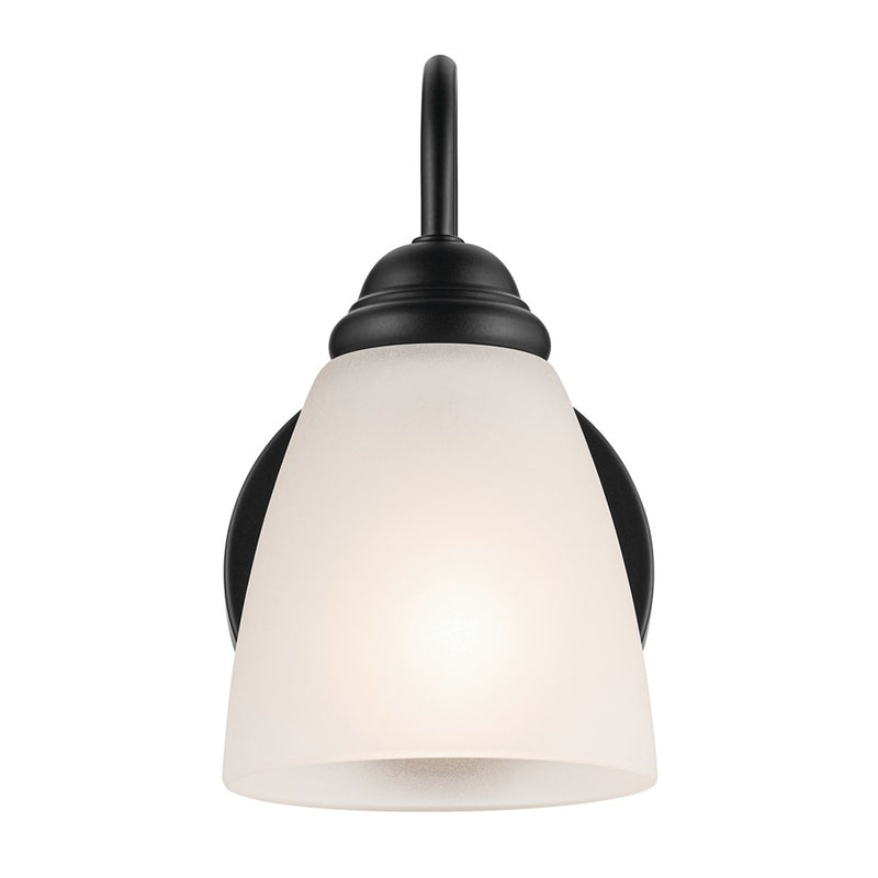 Kichler Jolie 1 Light Wall Sconce, Black/Clear Satin Etched
