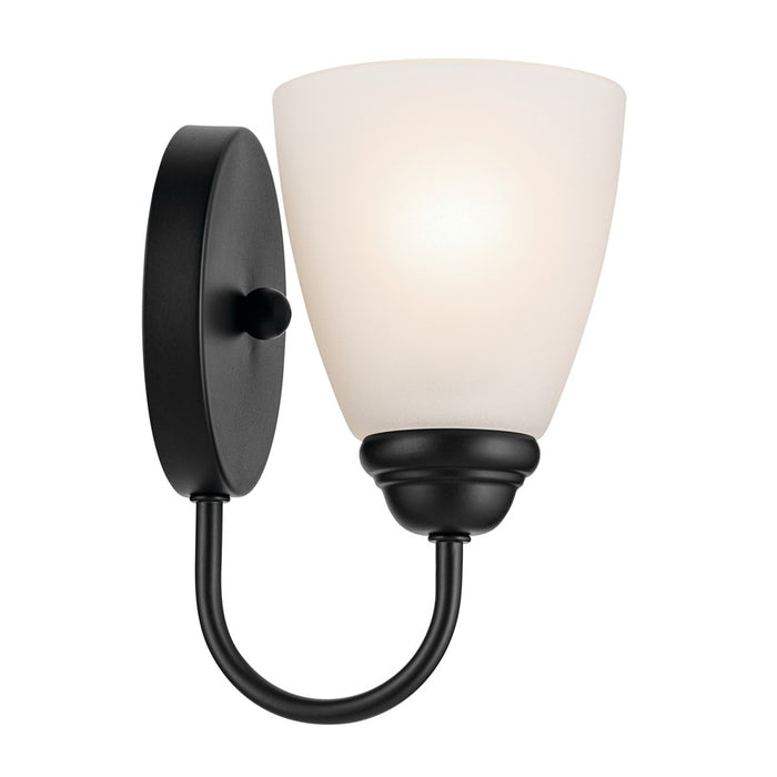 Kichler Jolie 1 Light Wall Sconce, Black/Clear Satin Etched