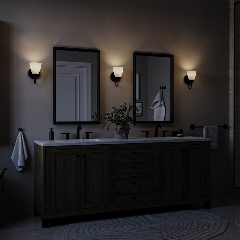 Kichler Jolie 1 Light Wall Sconce, Black/Clear Satin Etched