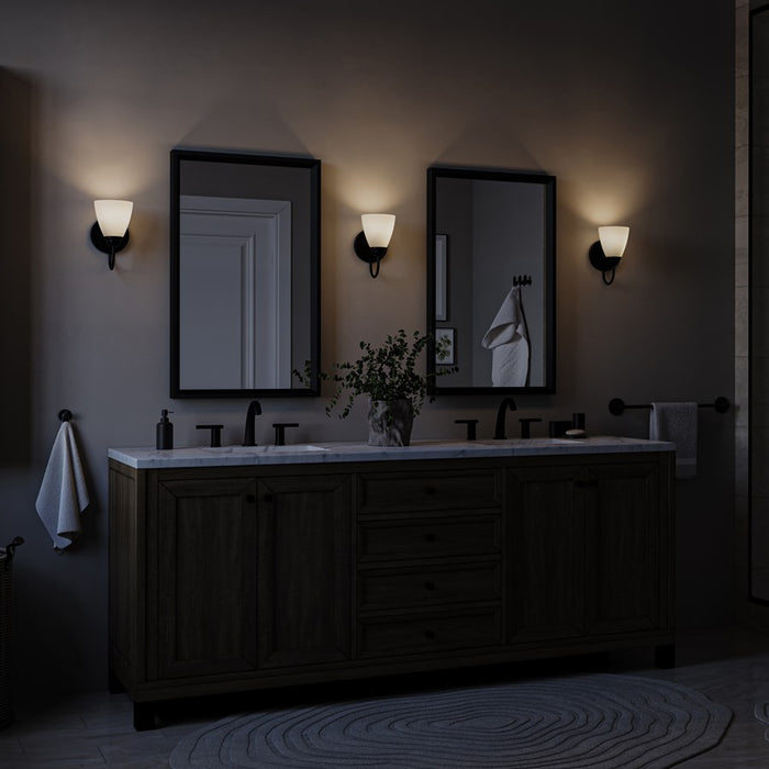 Kichler Jolie 1 Light Wall Sconce, Black/Clear Satin Etched