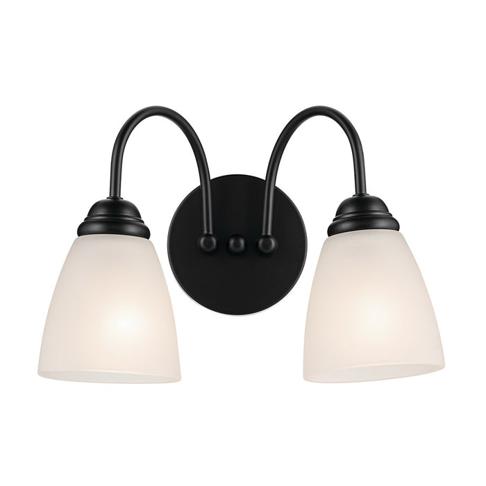 Kichler Jolie 2 Light Bath Light, Black/Clear Satin Etched