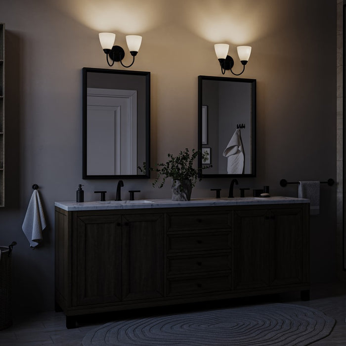 Kichler Jolie 2 Light Bath Light, Black/Clear Satin Etched