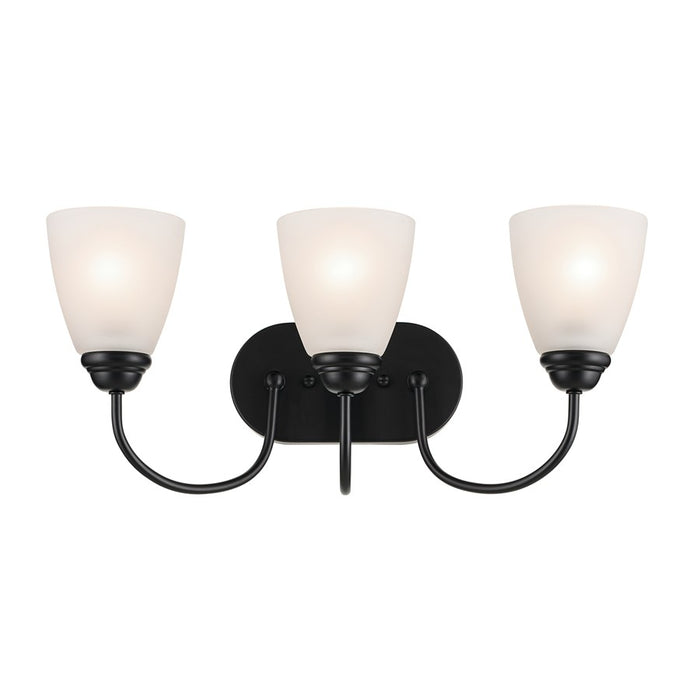 Kichler Jolie 3 Light Bath Light, Black/Satin Etched Cased Opal