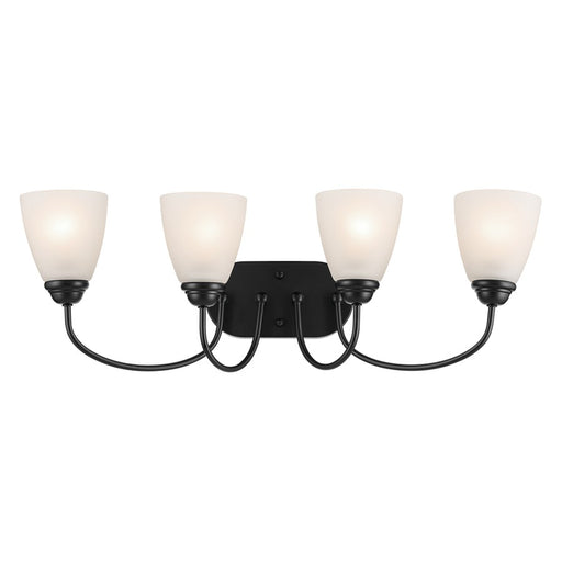 Kichler Jolie 4 Light Bath Light, Black/Satin Etched Cased Opal