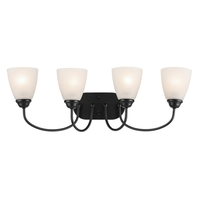 Kichler Jolie 4 Light Bath Light, Black/Satin Etched Cased Opal