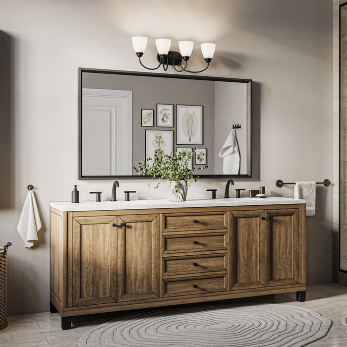 Kichler Jolie 4 Light Bath Light, Black/Satin Etched Cased Opal