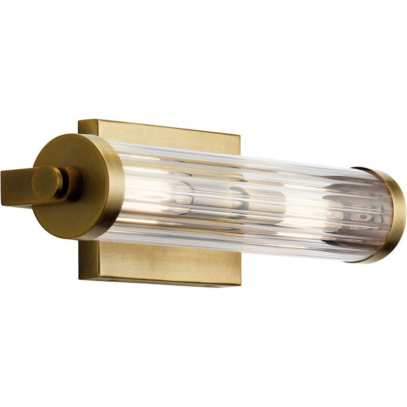 Kichler Azores 16in 2-Light Wall Sconce | Black Steel and Clear Fluted Glass | Bathroom & Hallway | 16 x 4.25 x 4.5 in | Model 45648BK