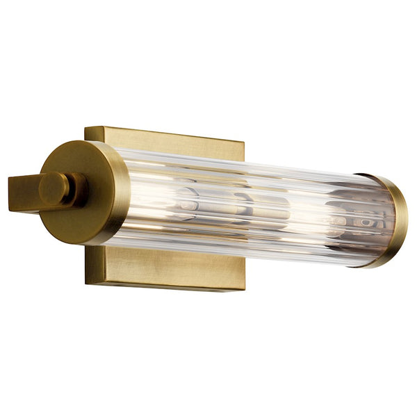 Kichler 1-Light Wall Sconce | Vintage Industrial Natural Brass Steel | Entryway & Hallway Accent | 16 x 4 x 4 in | Model 45648NBR