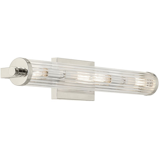 Kichler Azores 4 Light Linear Bath Medium, Nickel/Clear Fluted - 45649PN