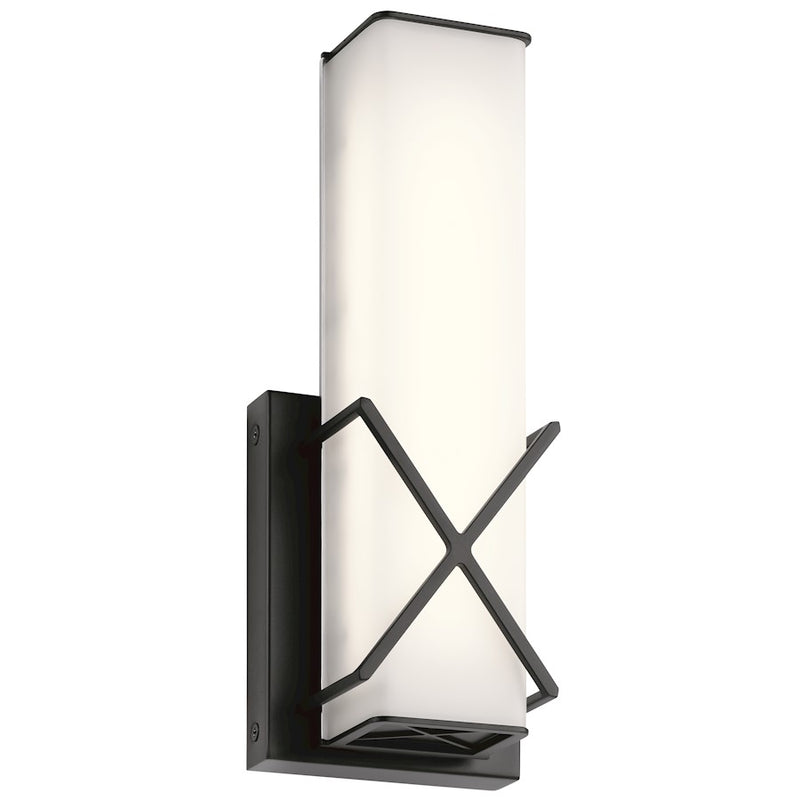 Kichler Trinsic 12in 1-Light LED Wall Sconce | Modern Brushed Nickel and Satin Etched White Glass | Bathroom & Hallway Accent | Model 45656NILED