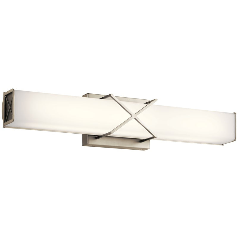 Kichler Trinsic 32in 3-Light LED Vanity Light | Modern Brushed Nickel and Satin Etched White Glass | Bathroom Vanity | 32 x 4.5 in | Model 45658NILED