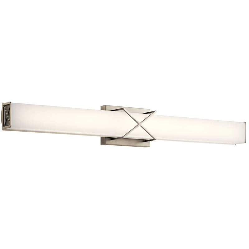 Kichler Trinsic 32in 3-Light LED Vanity Light | Modern Brushed Nickel and Satin Etched White Glass | Bathroom Vanity | 32 x 4.5 in | Model 45658NILED