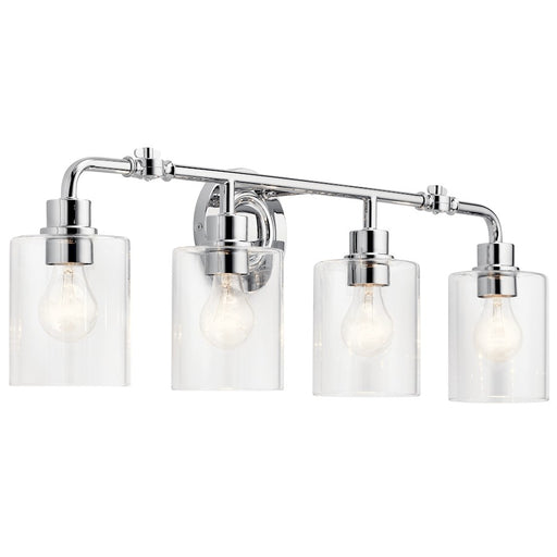 Kichler 4-Light Bath Vanity Light | Vintage Industrial Chrome Steel | Bathroom Vanity & Powder Room | 33.75 x 9.75 in | Model 45667CH