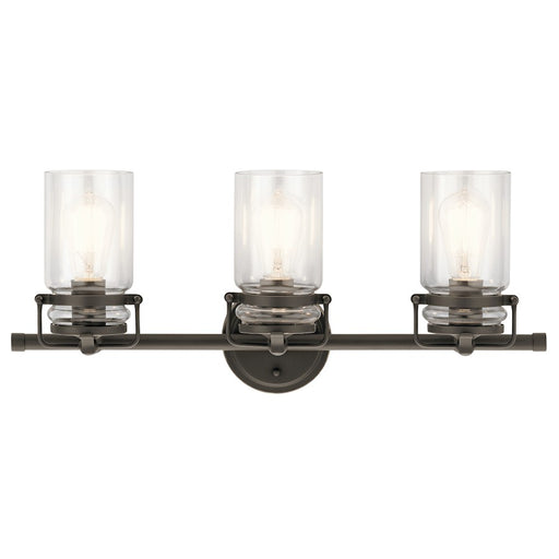 Kichler Brinley 3-Light Bath Vanity Light | Rustic Olde Bronze | Bathroom & Powder Room | 24 x 6.5 x 10 in | Model 45689OZ