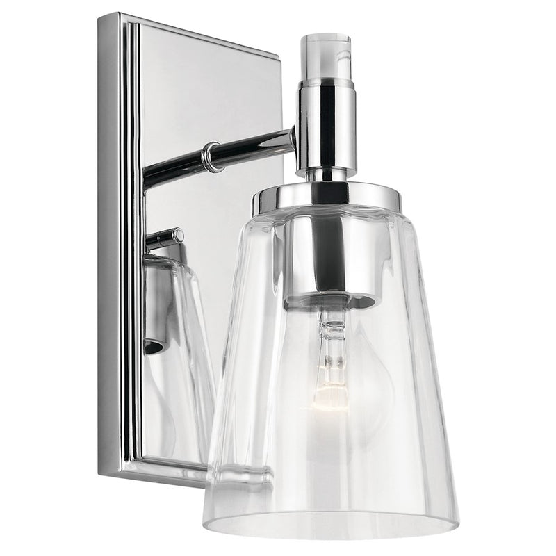 Kichler Audrea 10in 1-Light Wall Sconce | Transitional Chrome | Bathroom & Hallway | 5 x 6 x 10 in | Model 45866CH