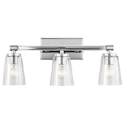 Kichler Audrea 24in 3-Light Bath Vanity Light | Transitional Chrome and White Glass | Bathroom Vanity & Powder Room | Model 45868CH