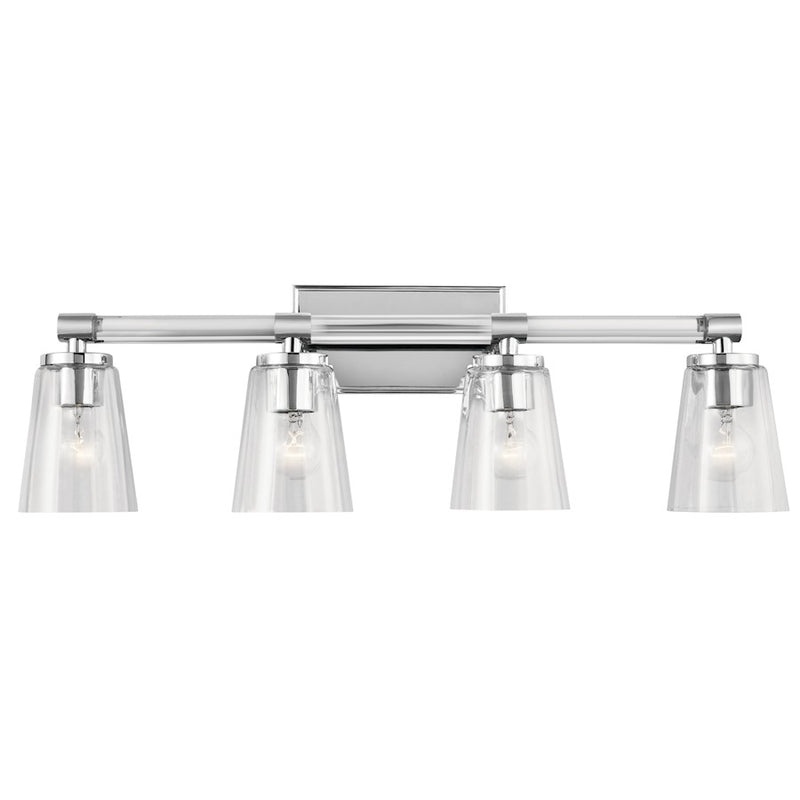 Kichler Audrea 30in 4-Light Bath Vanity Light | Transitional Chrome | Bathroom Vanity | 30 x 6 x 10 in | Model 45869CH