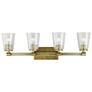 Kichler Audrea 4-Light Bath Vanity Light | Transitional Natural Brass | Bathroom & Powder Room | W 30 x H 10 x D 6 in | Model 45869NBR